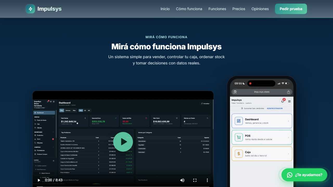 Pantalla de Impulsys Gestión