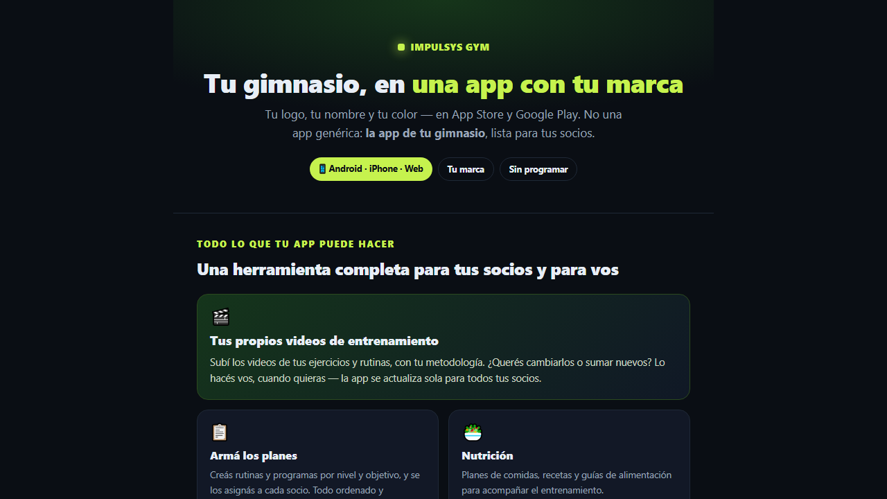 Pantalla de Impulsys Gym