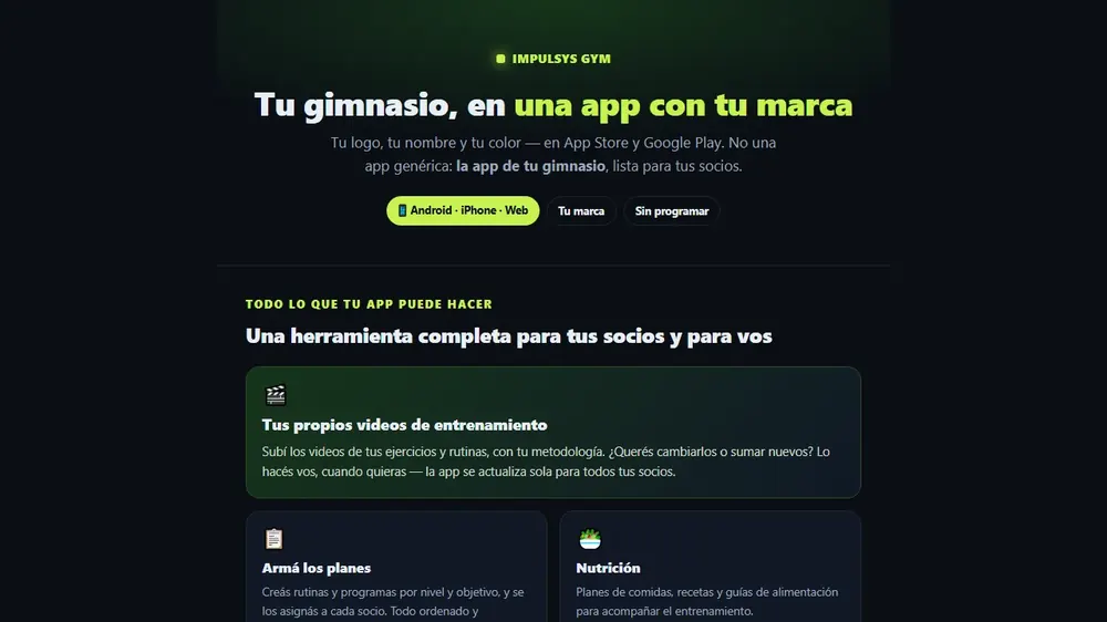Pantalla de Impulsys Gym