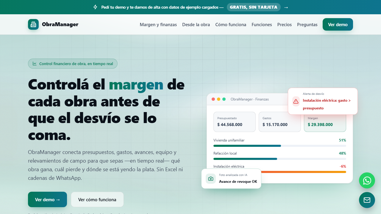 Pantalla de Impulsys ObraManager