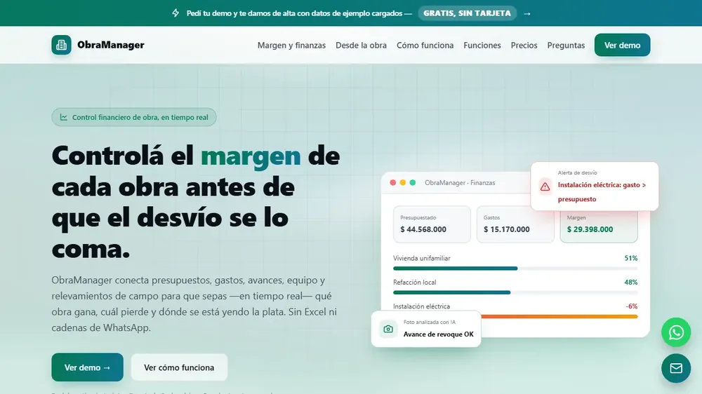 Pantalla de ObraManager
